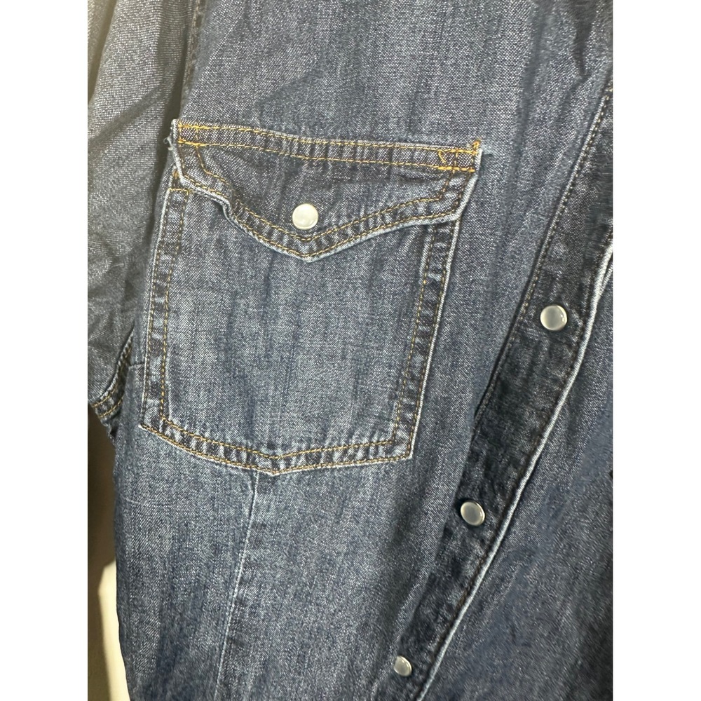 Wrangler Dress Womens XXL Blue Denim Western Snap Front Tie Waist Long Sleeve - Picture 7 of 8